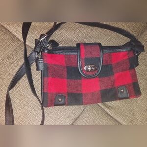 Stylish Red and Black Plaid Crossbody Bag